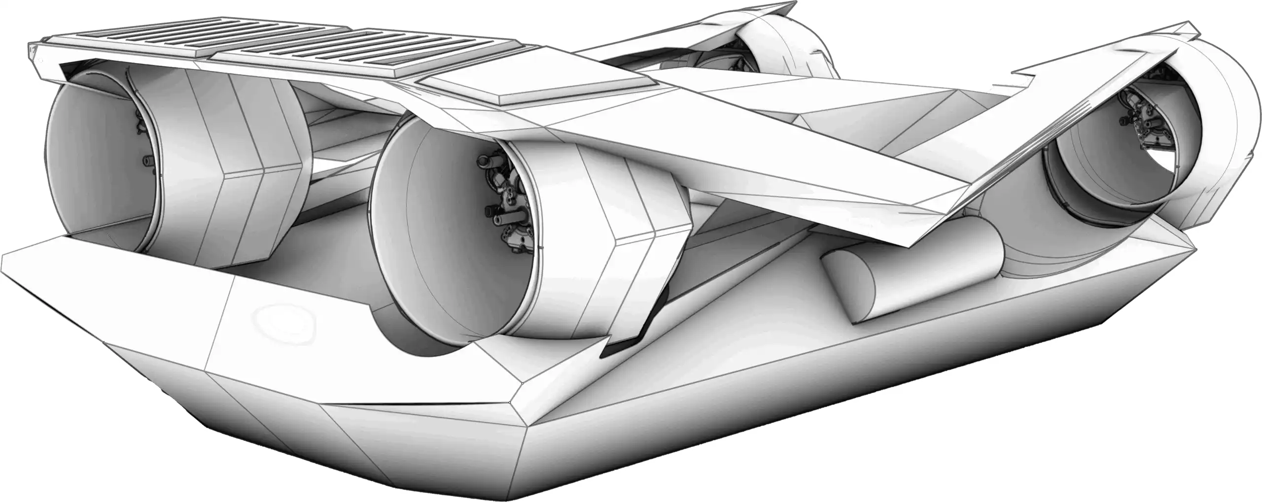 Plano 3d trasero hovercraft